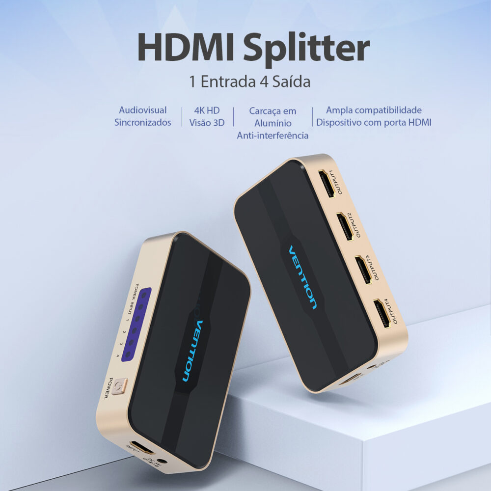 Multiplicador De Telas Splitter 1 P/ 4 Telas HDMI 4k Vention – Suporte 4K a 30Hz, Som Dolby, Alta Qualidade de Transmissão - Image 2