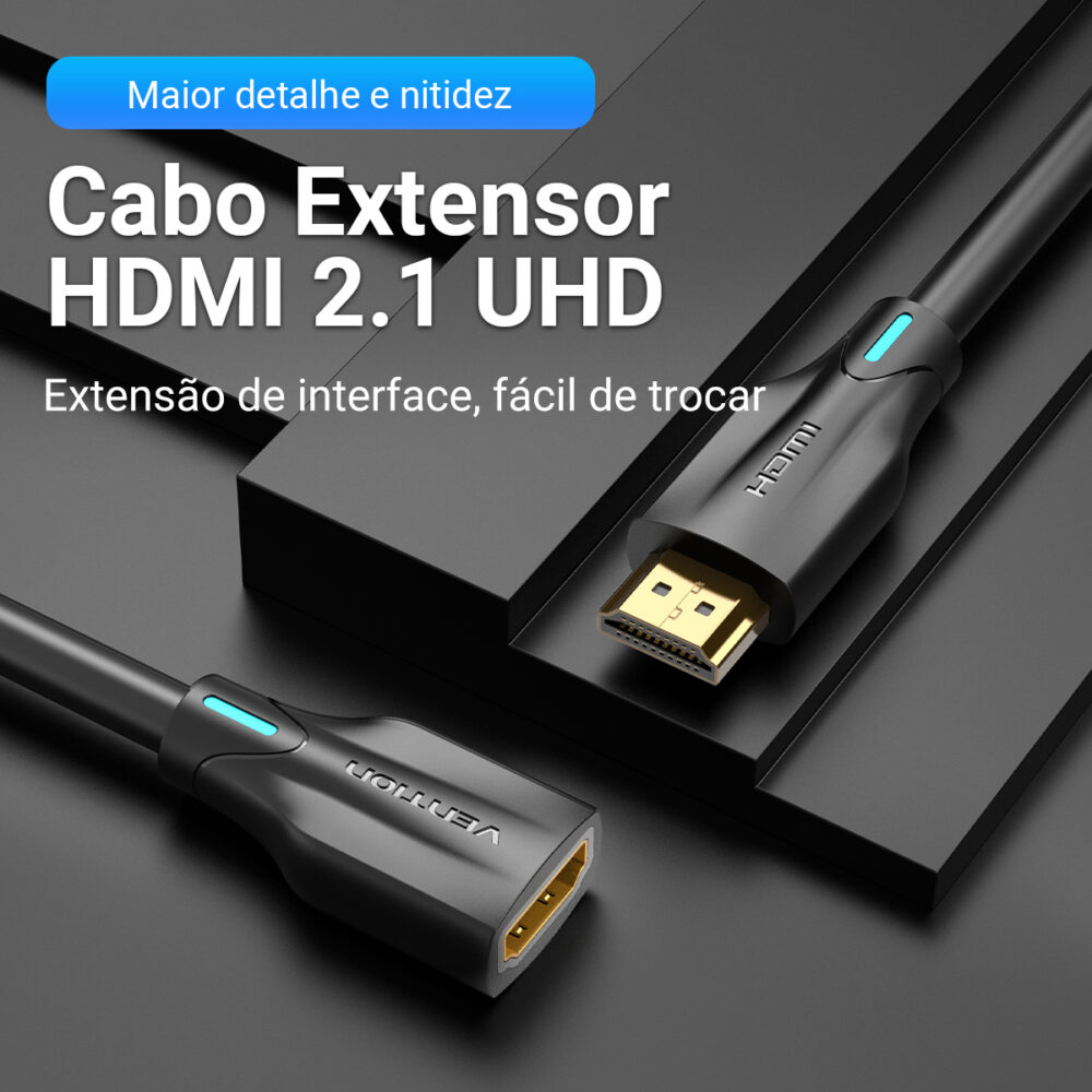 Cabo Extensor HDMI 2.1 8K 60Hz 48Gbps com HDR e Conector Banhado a Ouro – Vention - Image 2