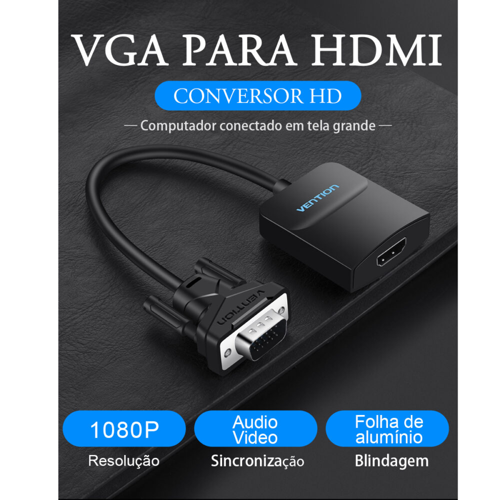 Adaptador Conversor VGA para HDMI com Saída de Áudio 3.5mm P2 e Alimentação USB 1080p - Vention - Image 2