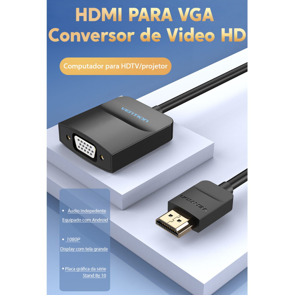 Adaptador Conversor de Vídeo do Cabo HDMI Para VGA 1080p - Image 2