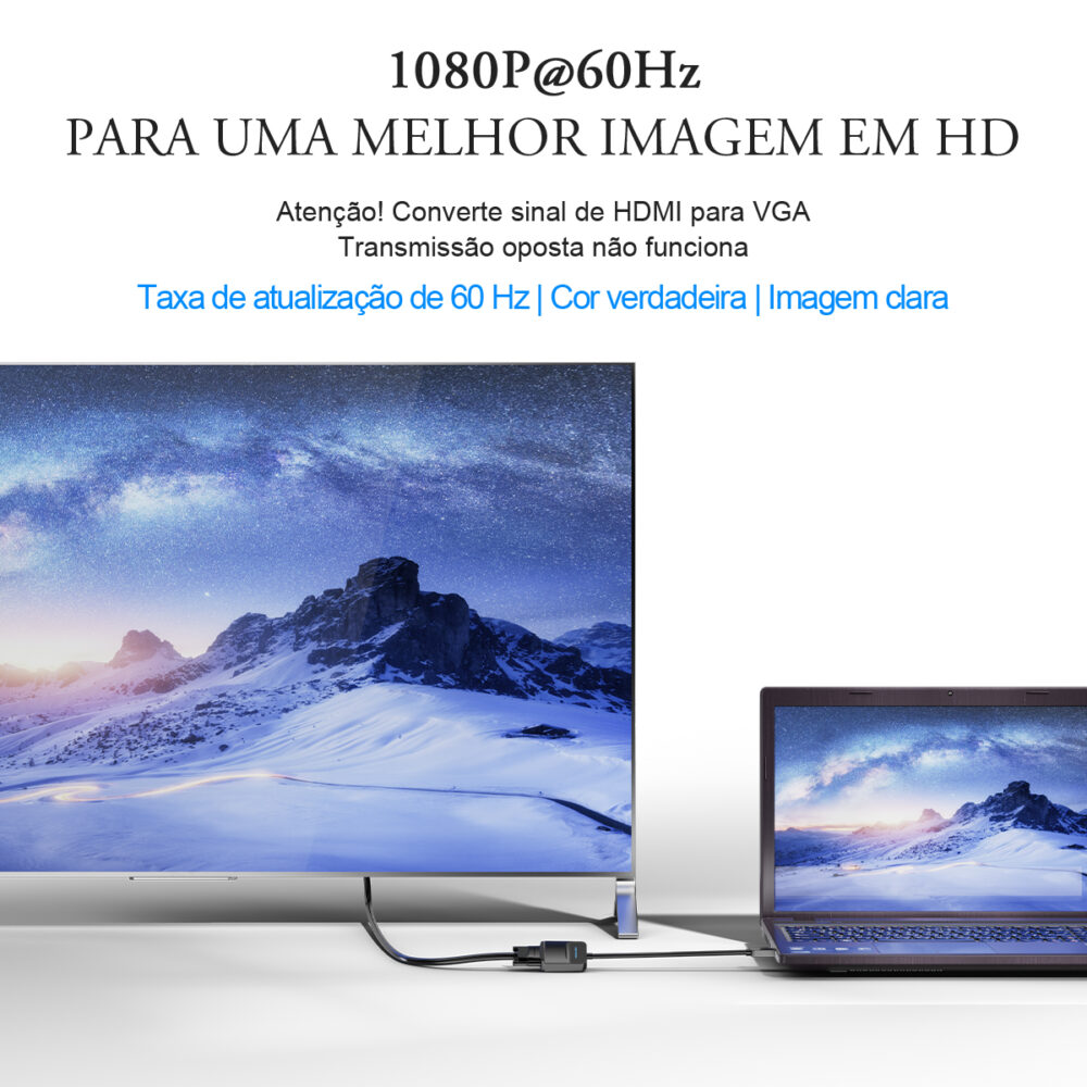 Adaptador Conversor HDMI Macho Para VGA Fêmea Com Alimentação + P2 - Image 4