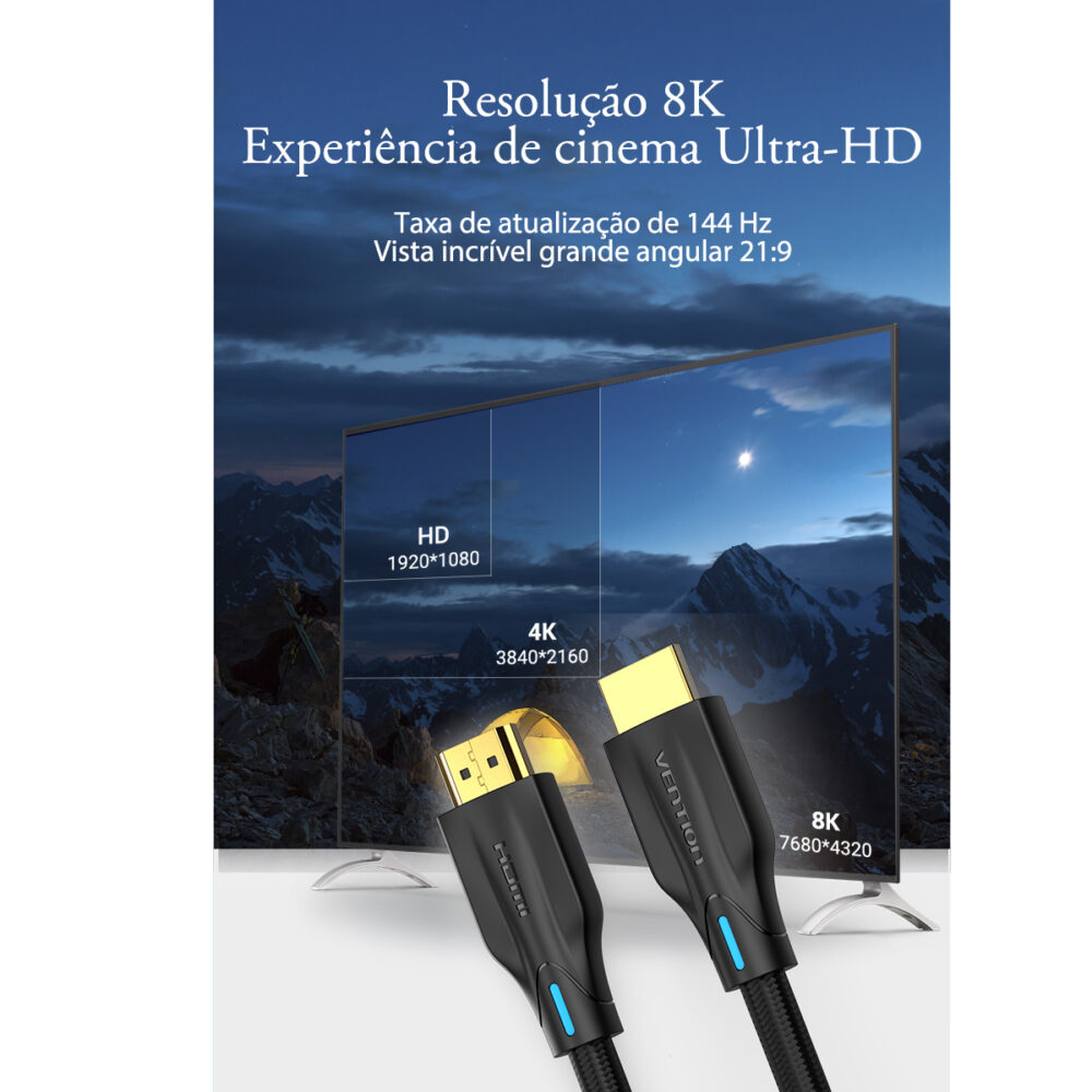 Cabo HDMI 8K Ultra Alta Velocidade – Vention | HDMI 2.1 com 48Gbps, HDR Dinâmico, eARC, VRR - Image 4