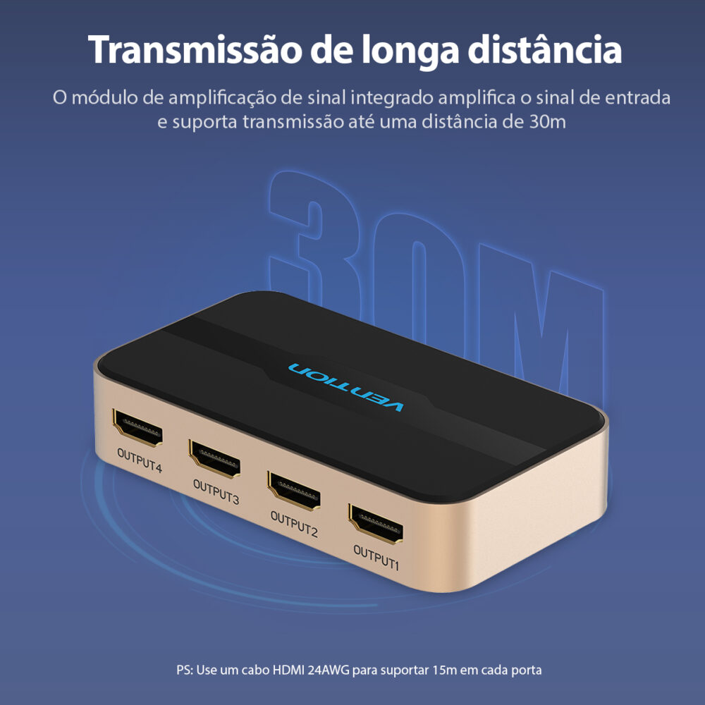 Multiplicador De Telas Splitter 1 P/ 4 Telas HDMI 4k Vention – Suporte 4K a 30Hz, Som Dolby, Alta Qualidade de Transmissão - Image 8