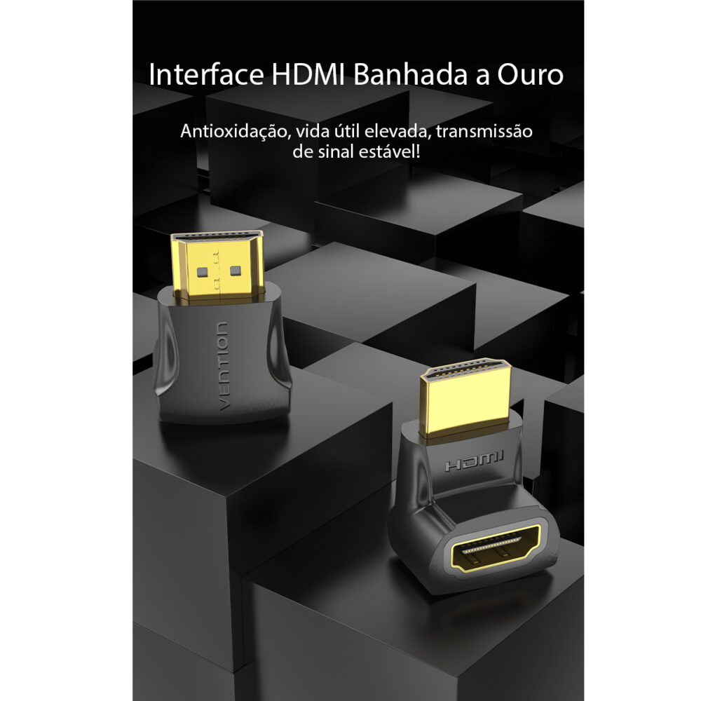 Adaptador HDMI 90º Graus em L Macho para Fêmea HDMI 2.0 4K 60Hz Bidirecional – Ideal para TV Perto da Parede - Vention - Image 7