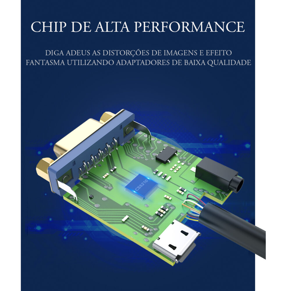 Adaptador Conversor de Vídeo do Cabo HDMI Para VGA 1080p - Image 4