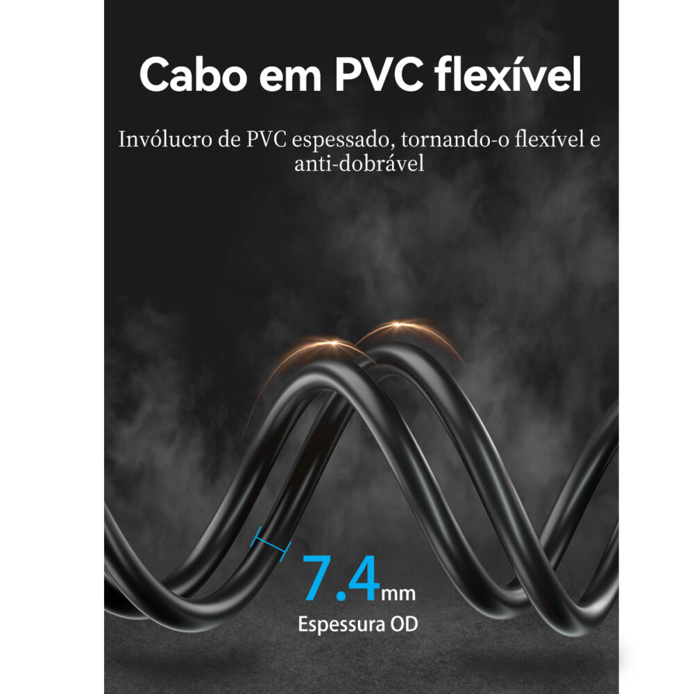 Cabo Extensor HDMI 2.0 Macho x Fêmea Vention 4K 60Hz HDR Tripla Blindagem Banhado a Ouro - Vention - Image 10