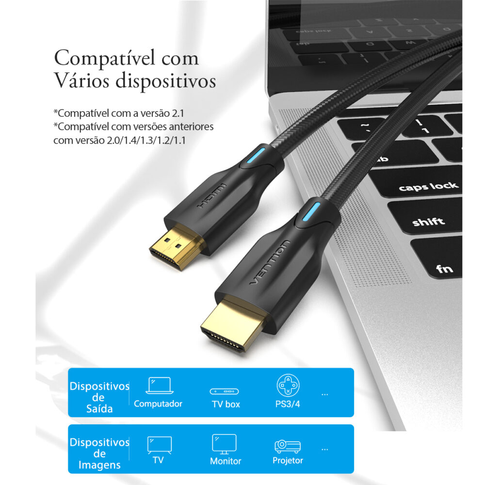 Cabo HDMI 8K Ultra Alta Velocidade – Vention | HDMI 2.1 com 48Gbps, HDR Dinâmico, eARC, VRR - Image 9