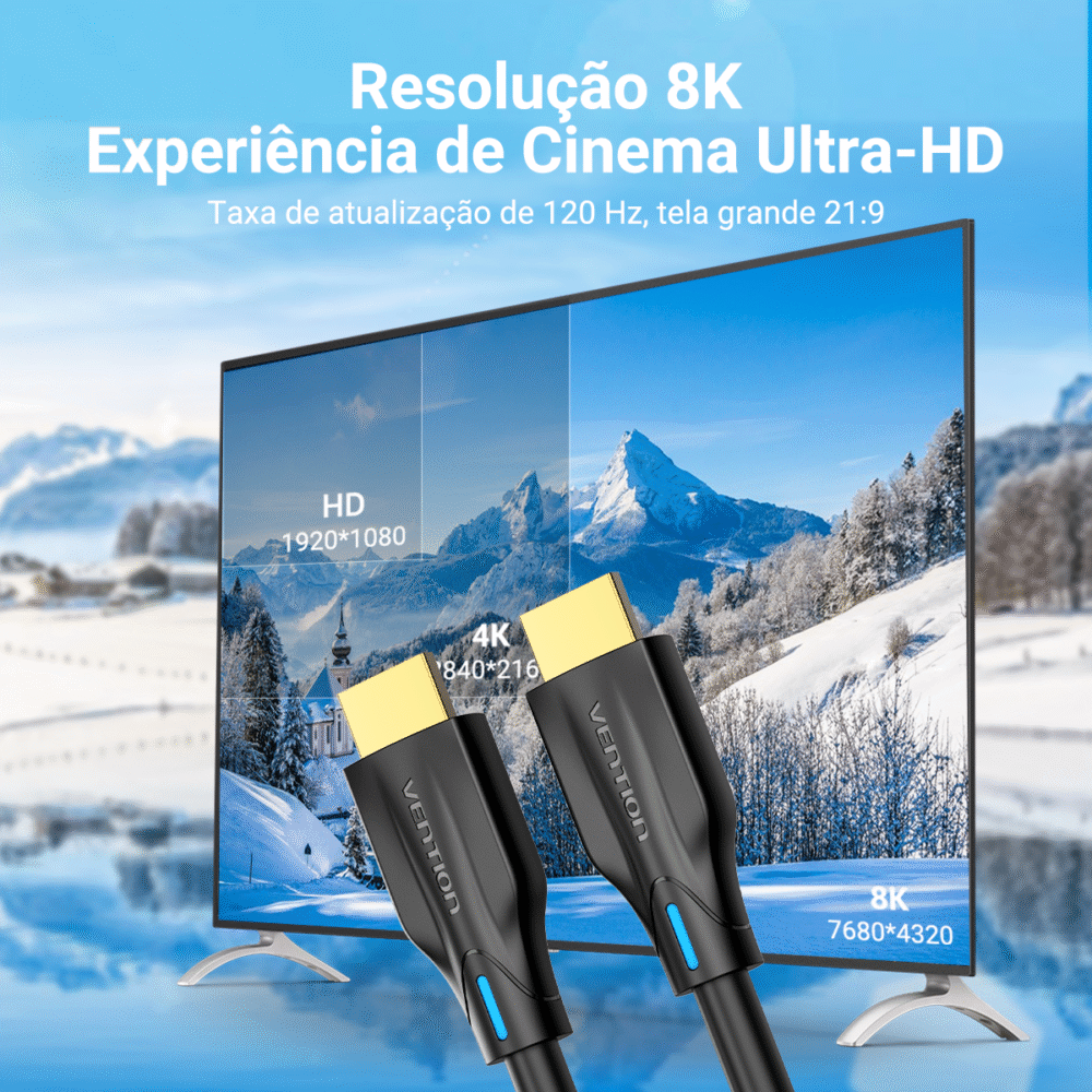 Cabo HDMI 2.1 8K 60Hz 4K 120Hz 48Gbps Ultra Rápido eARC HDR para TV PS5 Xbox PC - Vention - Image 3