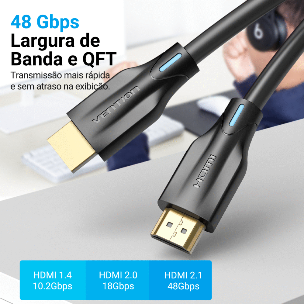 Cabo HDMI 2.1 8K 60Hz 4K 120Hz 48Gbps Ultra Rápido eARC HDR para TV PS5 Xbox PC - Vention - Image 8