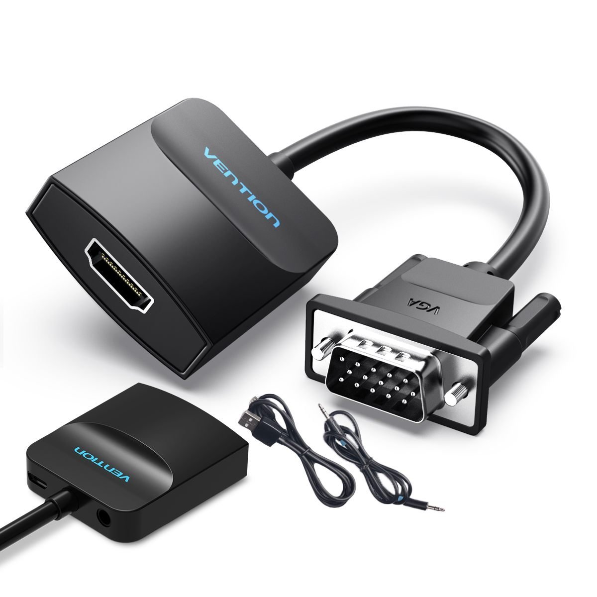 Conversor VGA para HDMI 1080p Áudio P2 + Alimentação - Vention