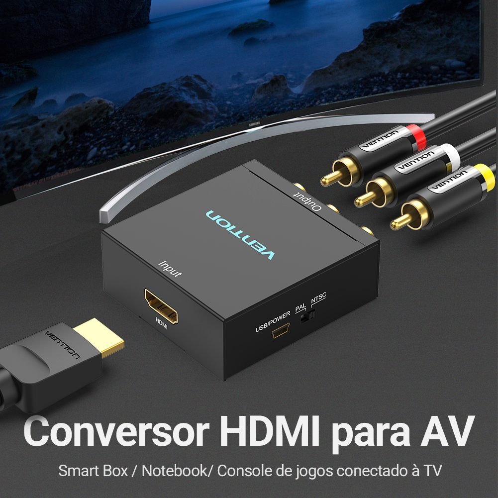 Mini Adaptador HDMI para 2 RCA Conversor Full HD - Vention - Imagem 2