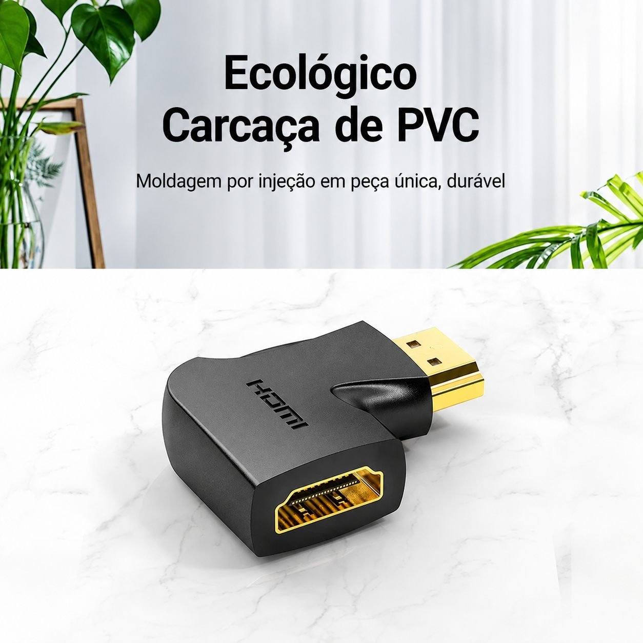 Adaptador HDMI - 90º Graus em L Macho x Fêmea 2.0 TV Parede - Vention - Imagem 6