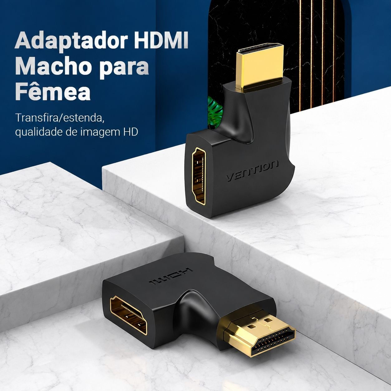 Adaptador HDMI - 90º Graus em L Macho x Fêmea 2.0 TV Parede - Vention - Imagem 7