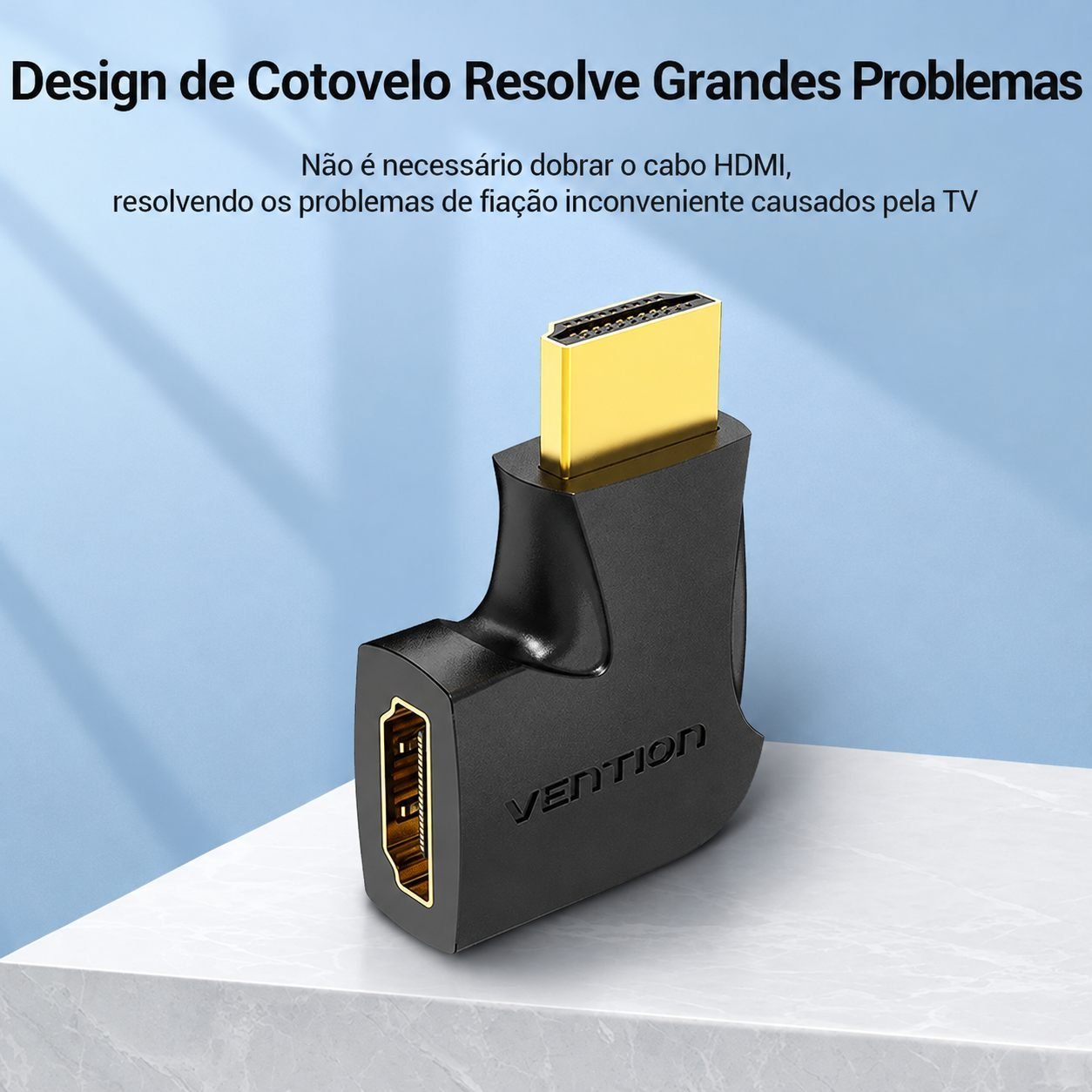 Adaptador HDMI - 90º Graus em L Macho x Fêmea 2.0 TV Parede - Vention - Imagem 8