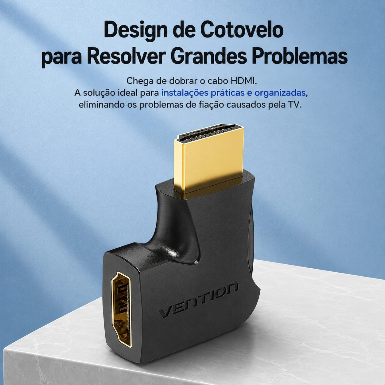 Adaptador HDMI Cotovelo 90º Macho x Fêmea 2.0 para TV Painel - Vention - Imagem 5