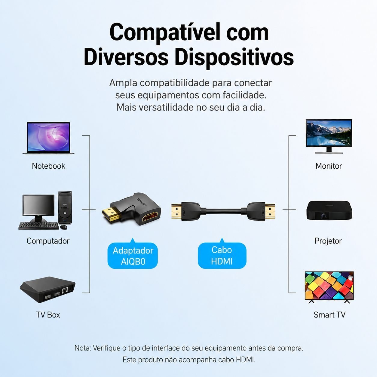 Adaptador HDMI Cotovelo 90º Macho x Fêmea 2.0 para TV Painel - Vention - Imagem 6