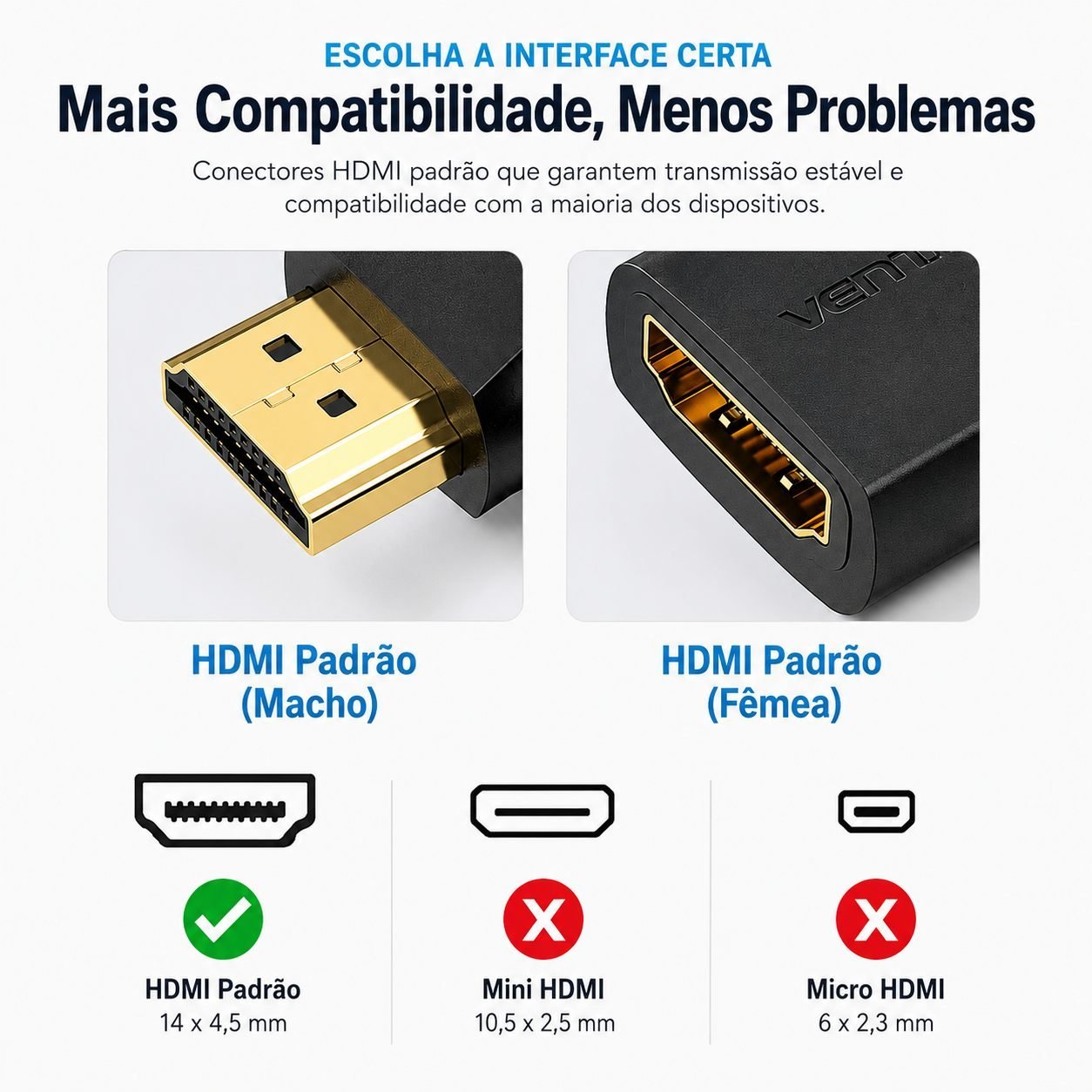 Adaptador HDMI Cotovelo 90º Macho x Fêmea 2.0 para TV Painel - Vention - Imagem 9