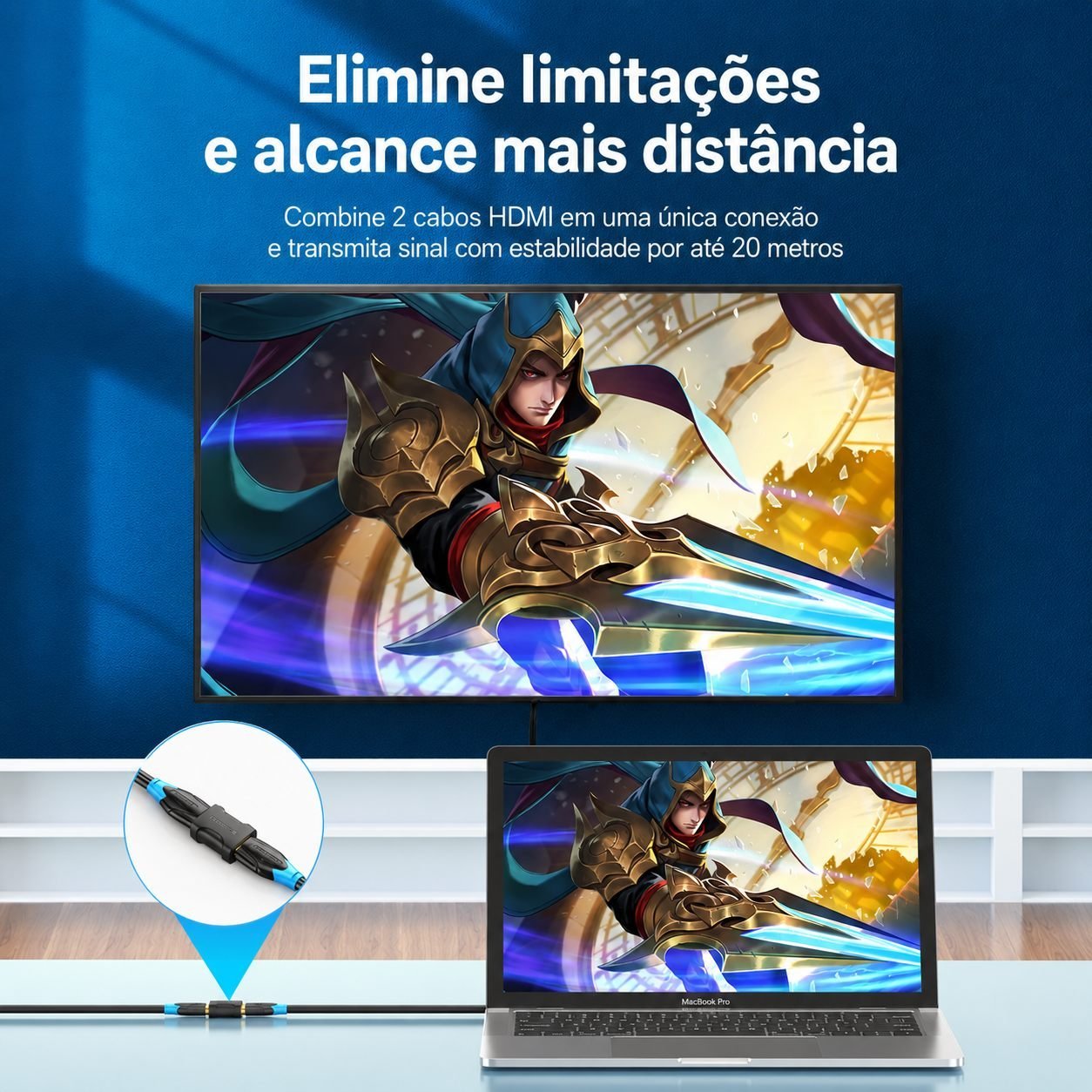 Adaptador Fêmea Emenda Cabo HDMI 2.0 4K 60Hz 3D Ouro - Vention - Imagem 4