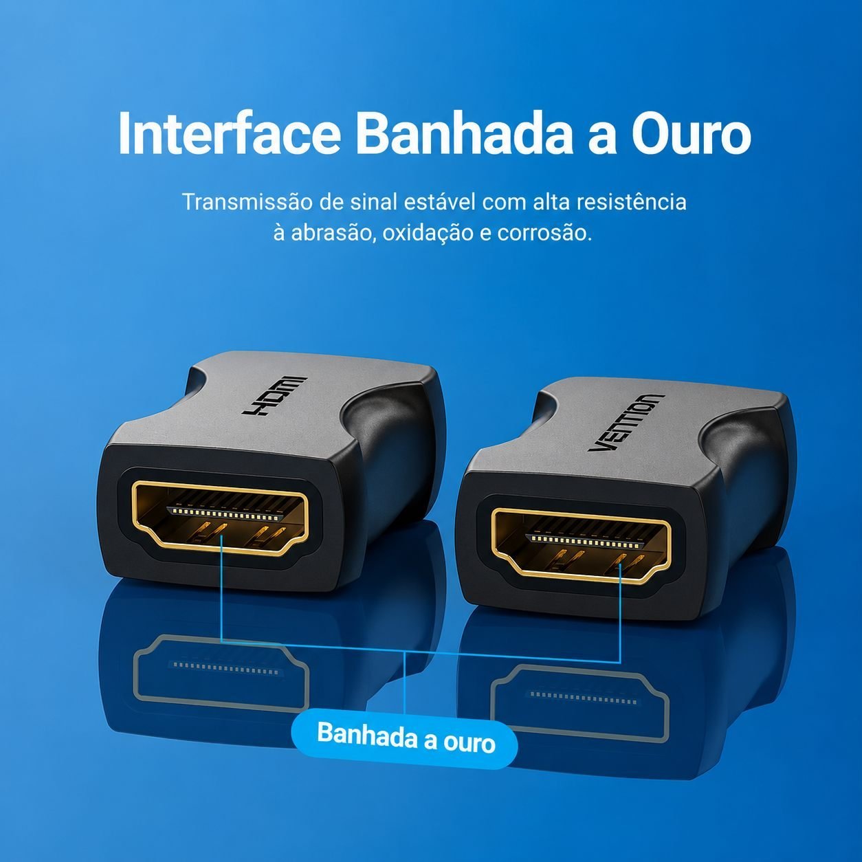 Adaptador Fêmea Emenda Cabo HDMI 2.0 4K 60Hz 3D Ouro - Vention - Imagem 10