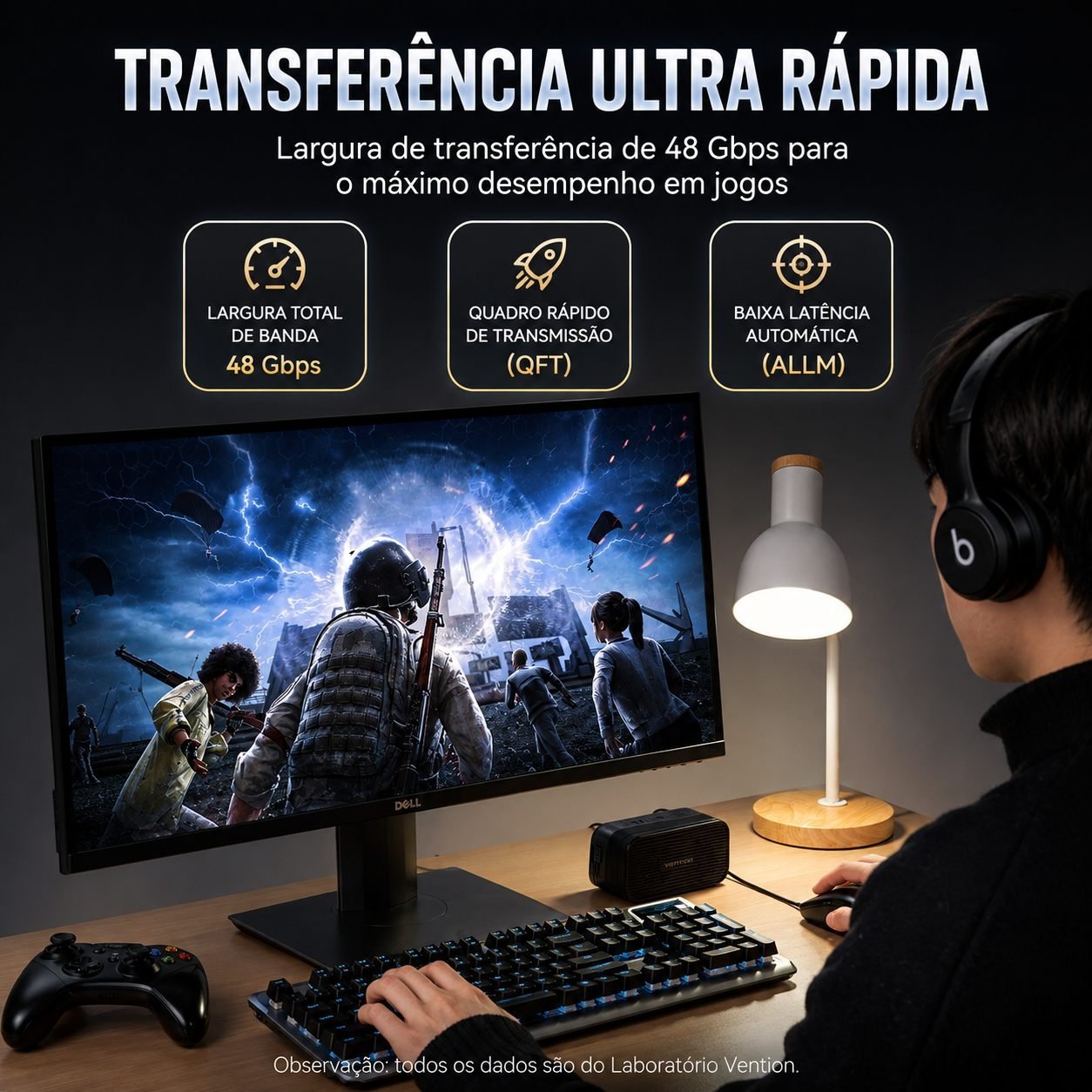 Cabo HDMI 2.1 8K 4K Ultra Speed 48Gbps PC Gamer ALG - Vention - Imagem 8