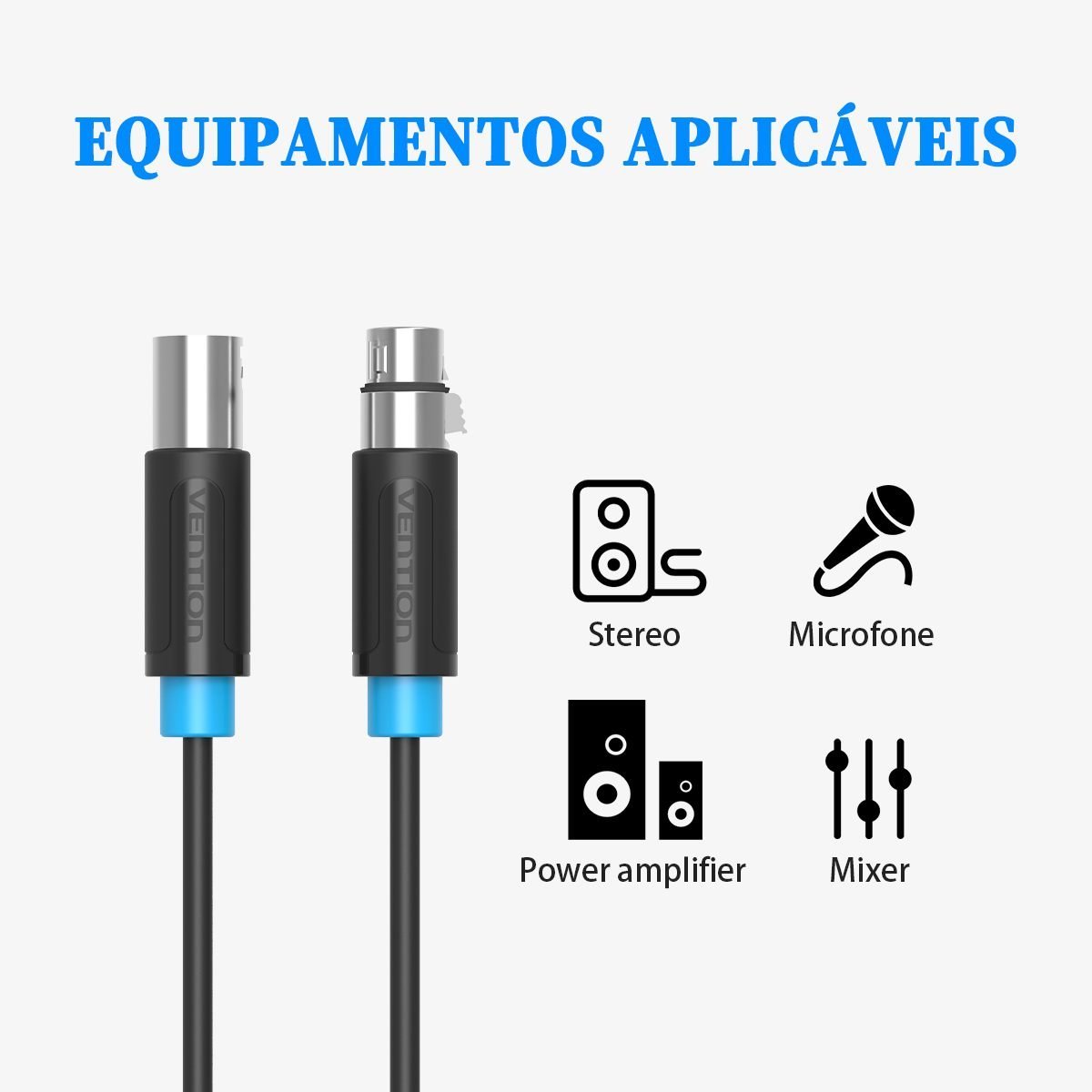Cabo Microfone XLR Canon Macho Fêmea Balanceado - Vention - Imagem 8