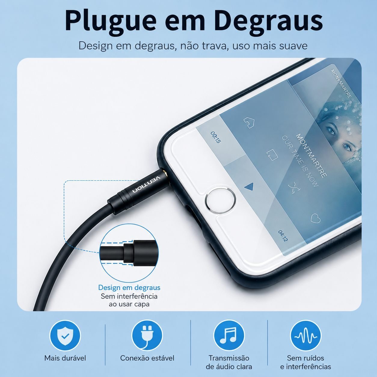 Cabo P3 Macho para Headset 2 P2 Fêmea Fone Microfone - Vention - Imagem 2