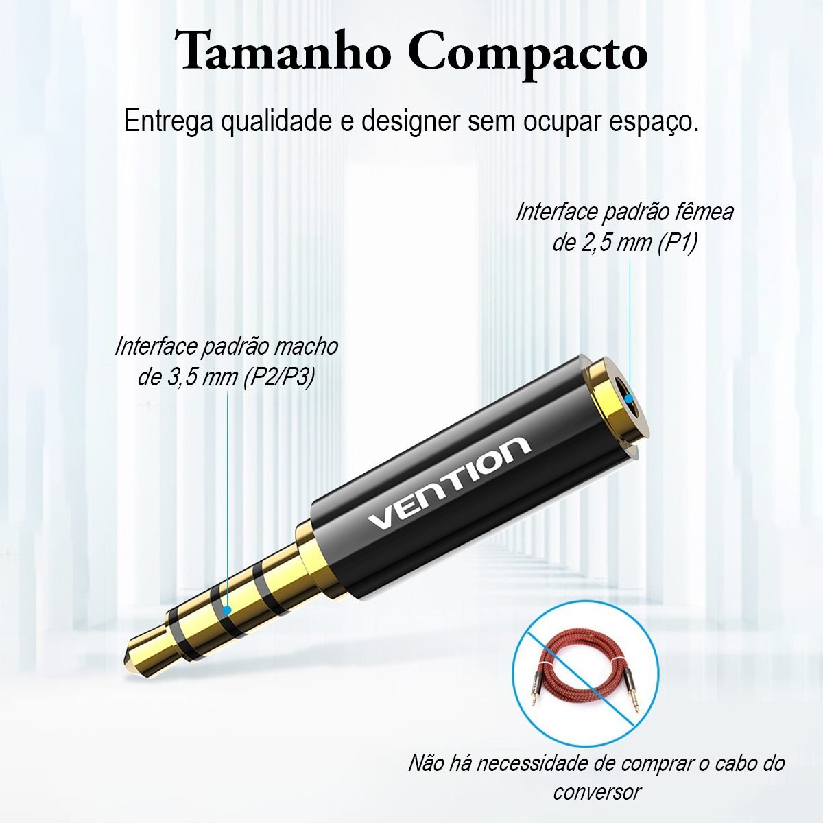 Adaptador P2 P3 ()fone P1 () 4 Vias Fone Microfone - Vention - Imagem 3