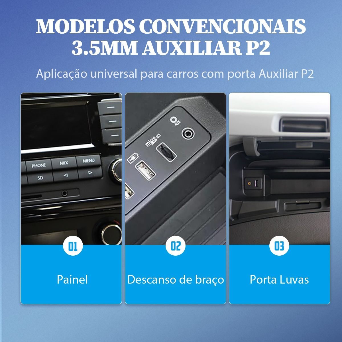 Cabo Áudio Auxiliar P2 para T Ipo C Celular Carro - Vention - Imagem 4