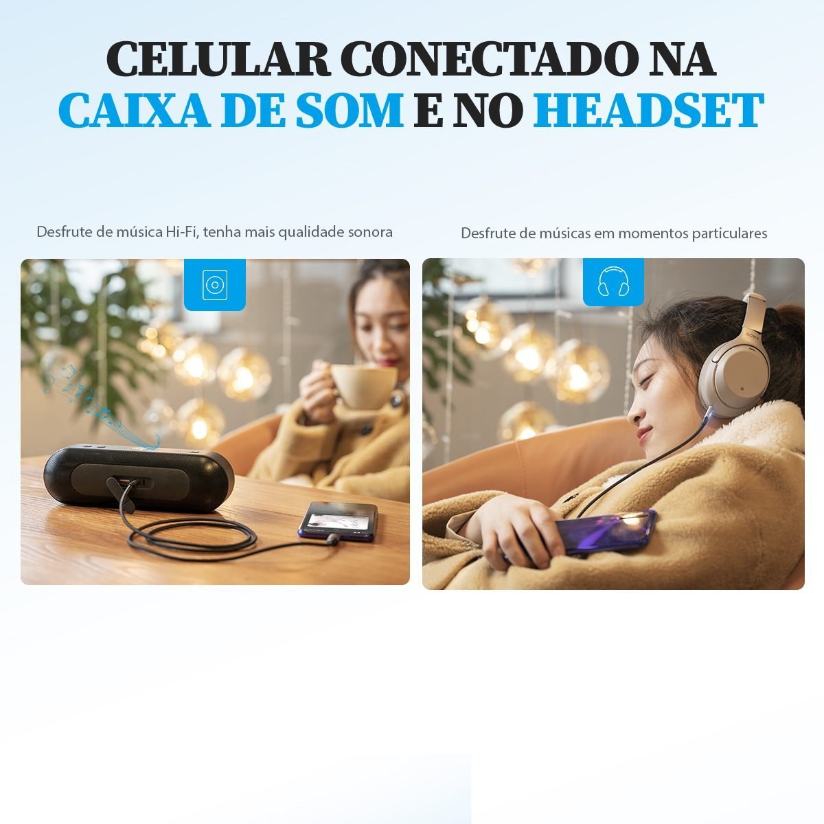 Cabo Áudio Auxiliar P2 para T Ipo C Celular Carro - Vention - Imagem 7