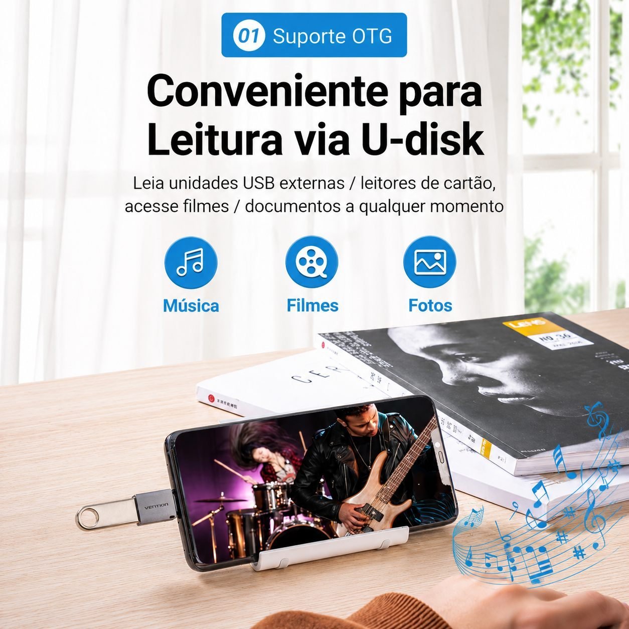 Adaptador OTG USB-C Macho para USB 3.0 Fêmea 5 Gbps 5Gbps - Vention - Imagem 3