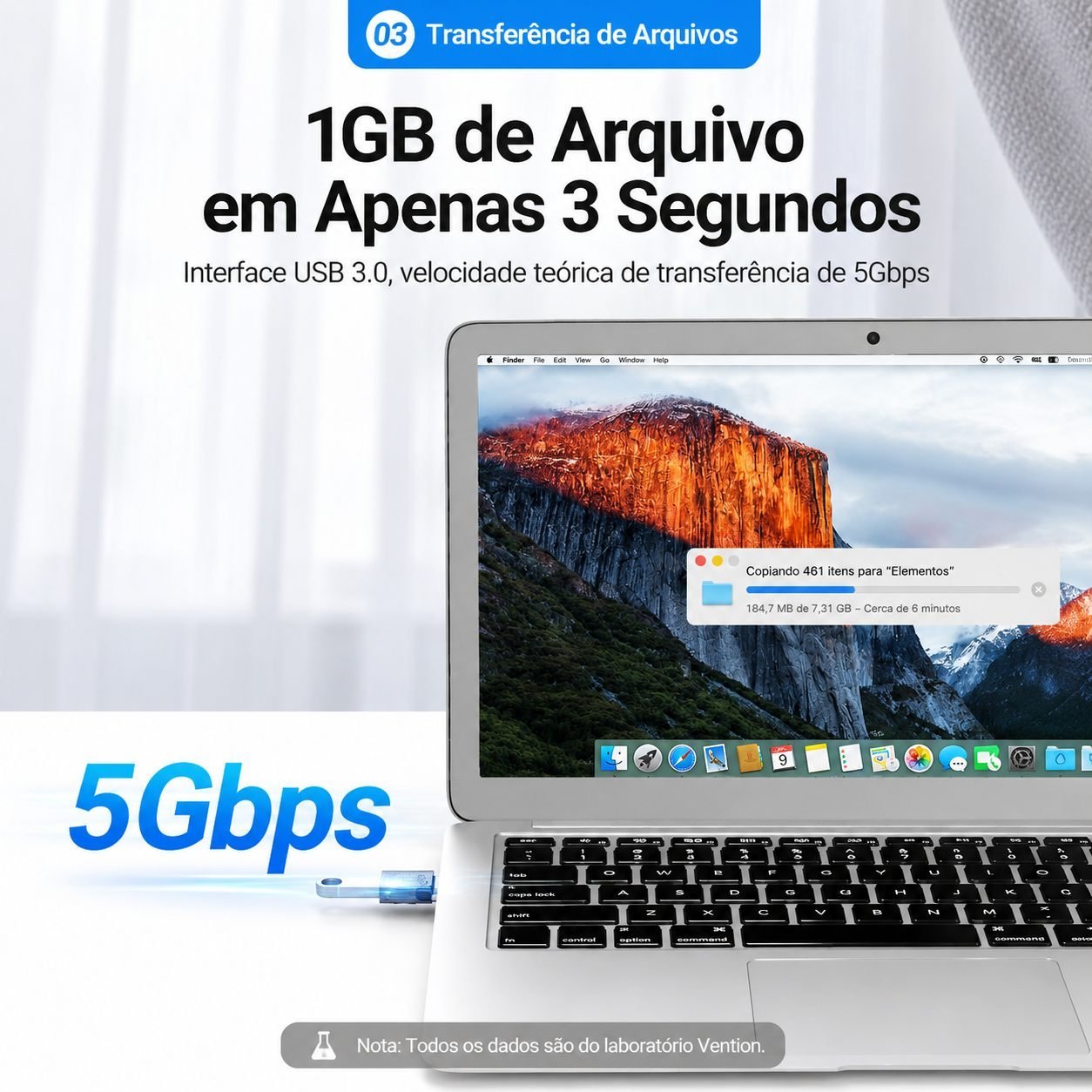 Adaptador OTG USB-C Macho para USB 3.0 Fêmea 5 Gbps 5Gbps - Vention - Imagem 6