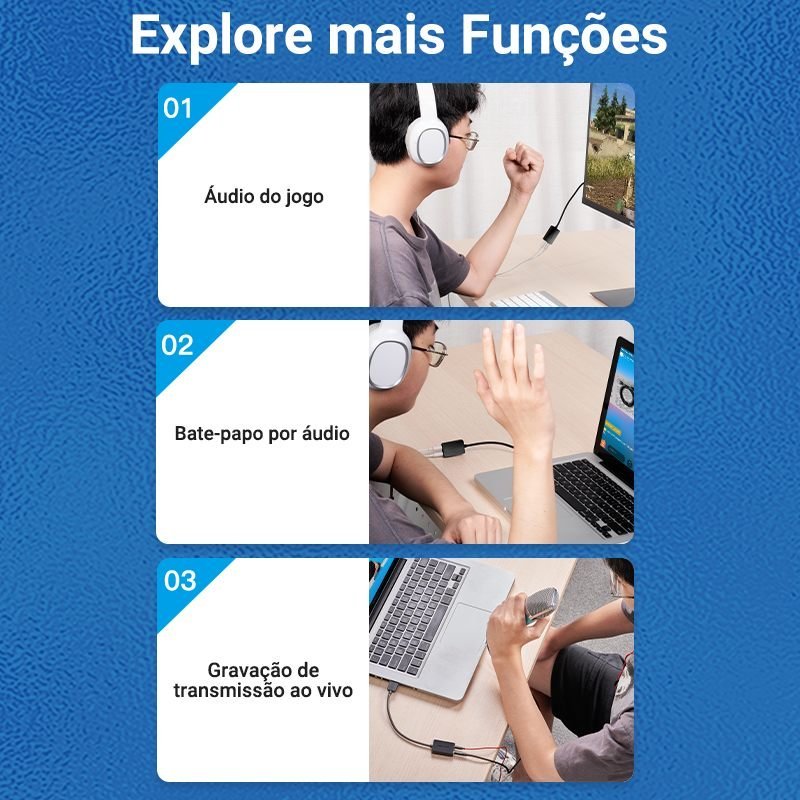 Adaptador USB para P2 Fone Microfone Placa Som CDY - Vention - Imagem 2