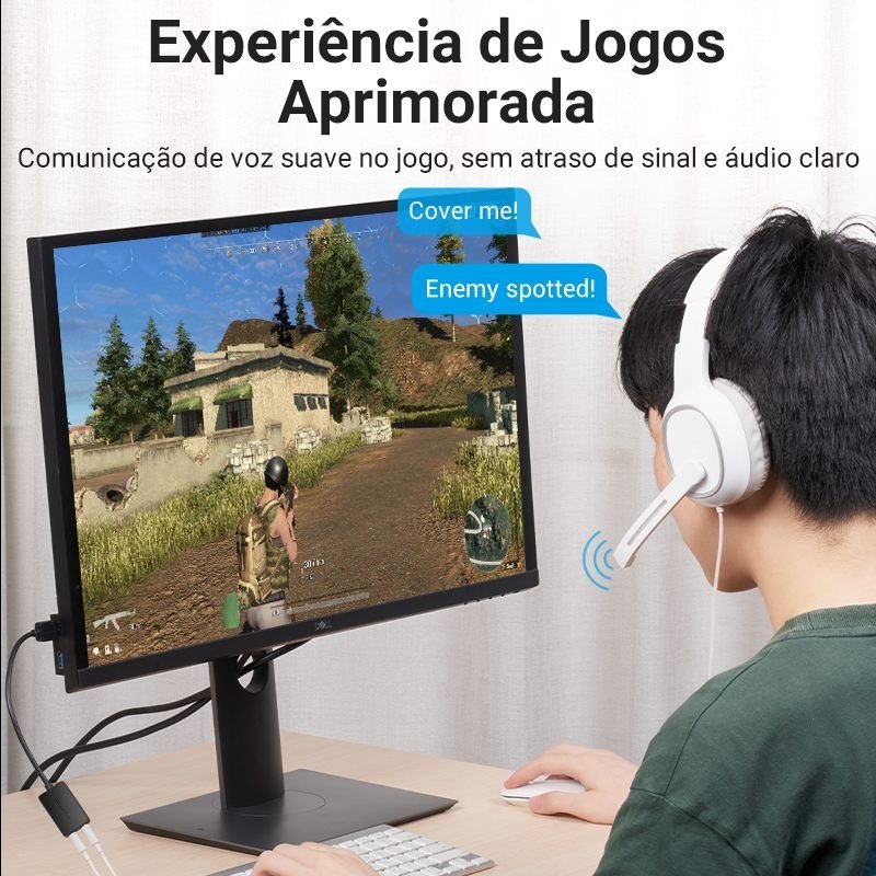 Adaptador USB para P2 Fone Microfone Placa Som CDY - Vention - Imagem 5