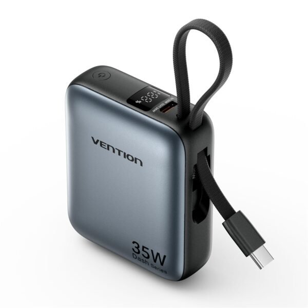 Power Bank 10000mAh 35W USB-C Cabo Integrado PD - Vention