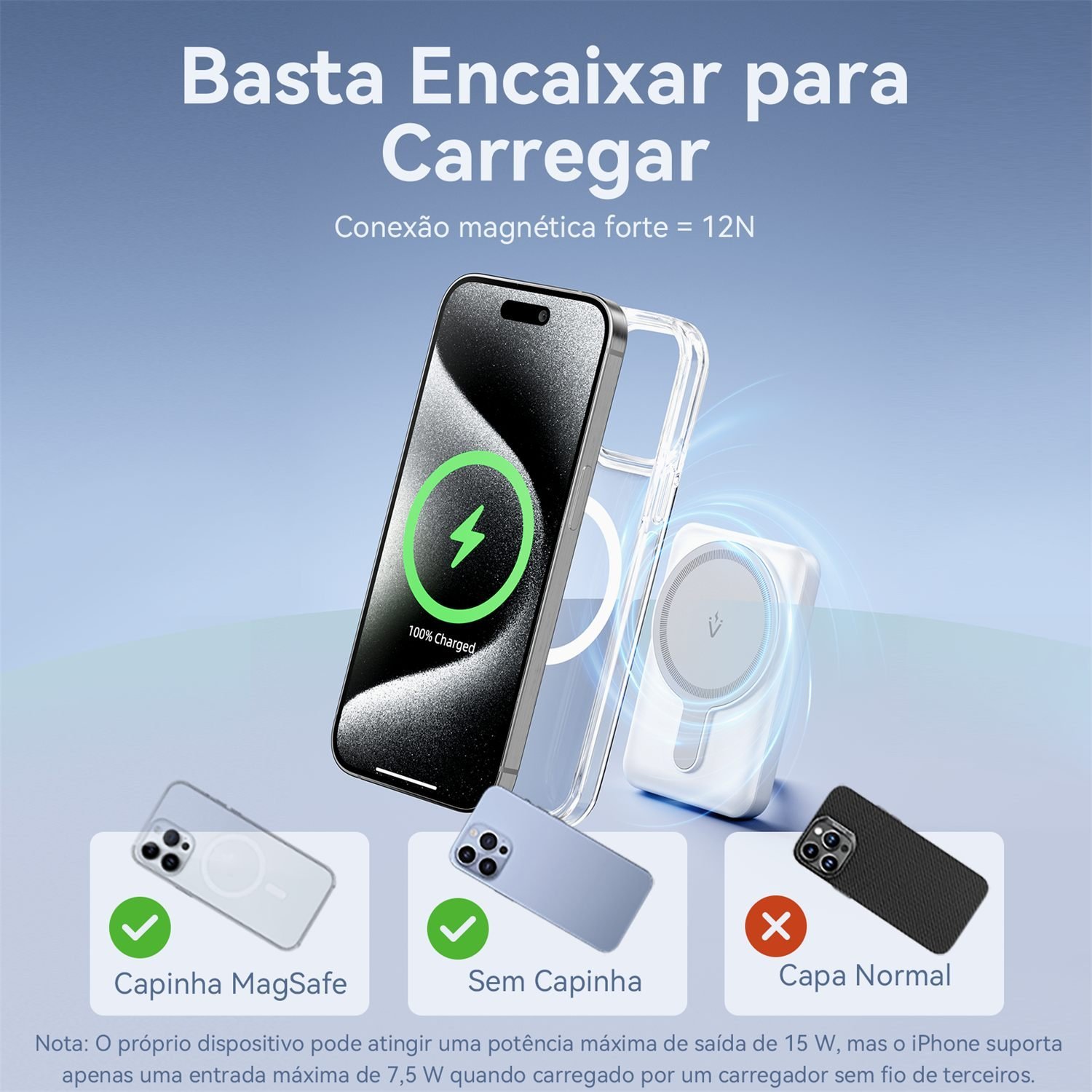 Power Bank 5000mAh USB-C Magnético Sem Fio - Vention - Imagem 5