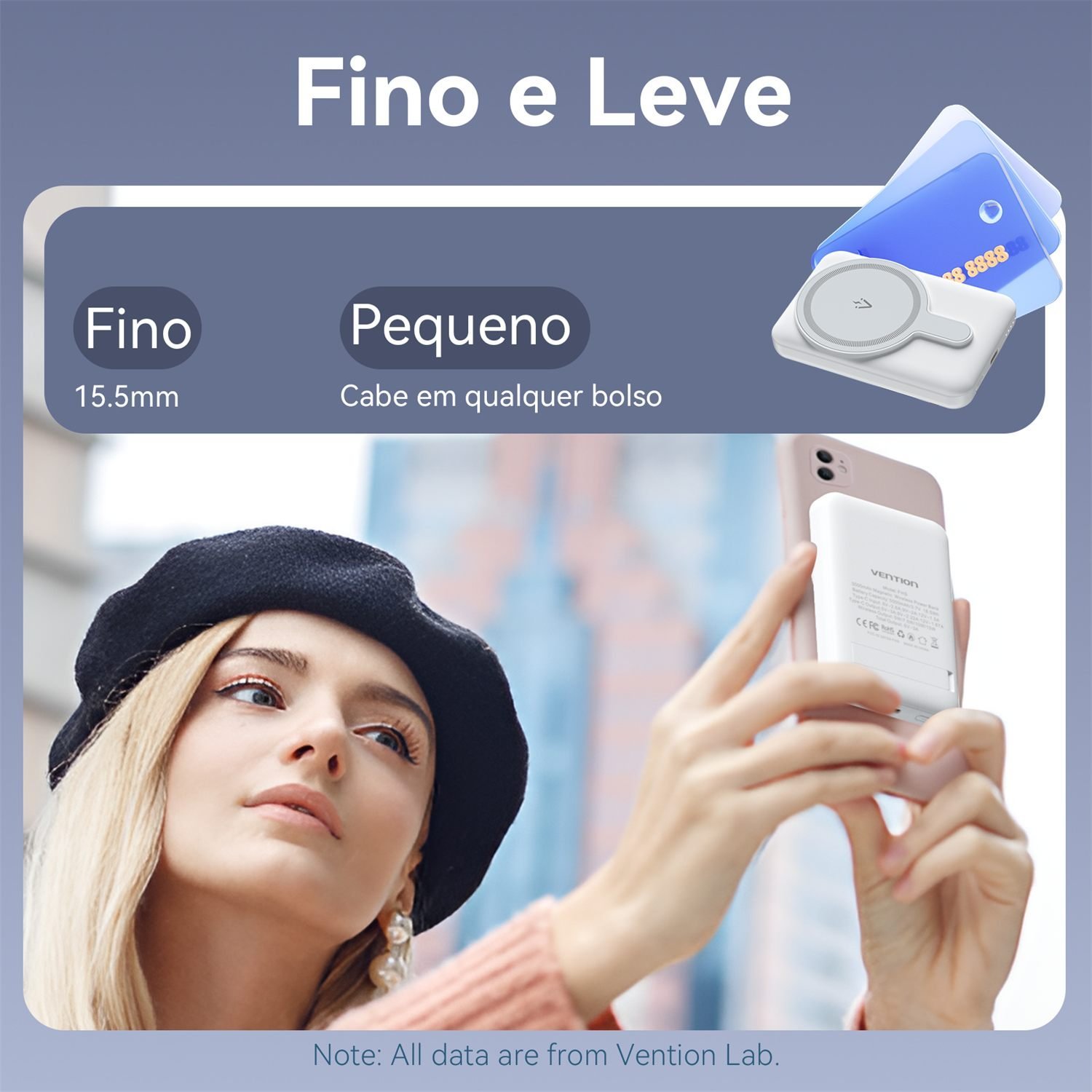 Power Bank 5000mAh USB-C Magnético Sem Fio - Vention - Imagem 9