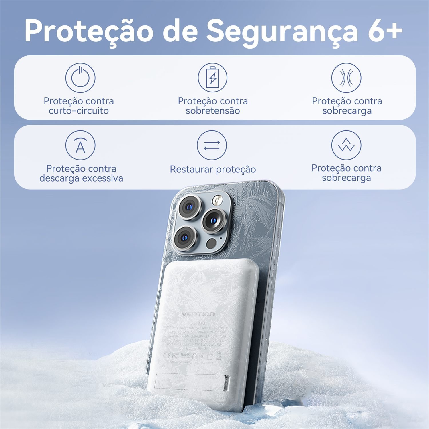 Power Bank 5000mAh USB-C Magnético Sem Fio - Vention - Imagem 10