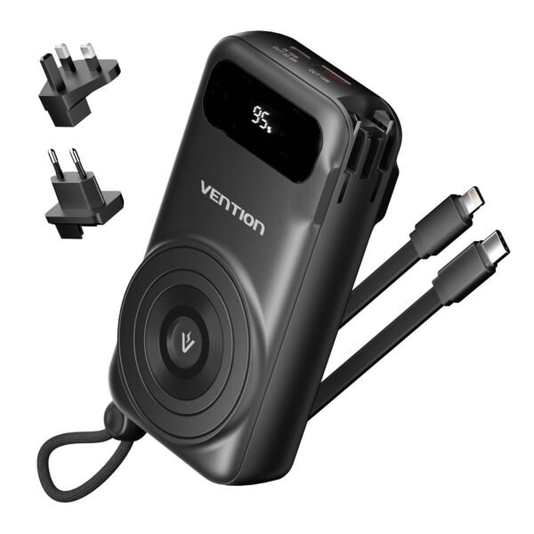 Power Bank 10000mAh 15W USB-C + USB-A Magnético Sem Fio - Vention