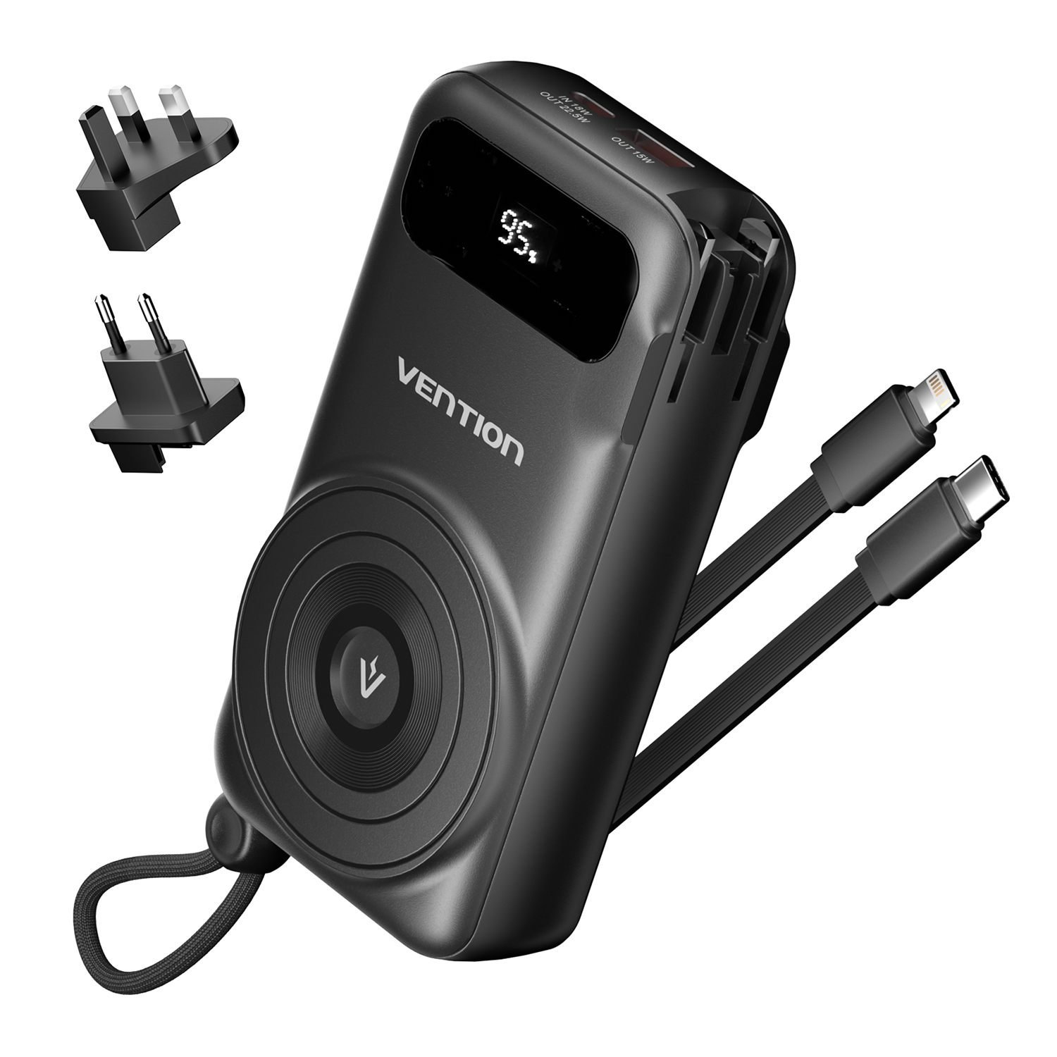 Power Bank 10000mAh 15W USB-C + USB-A Magnético Sem Fio - Vention