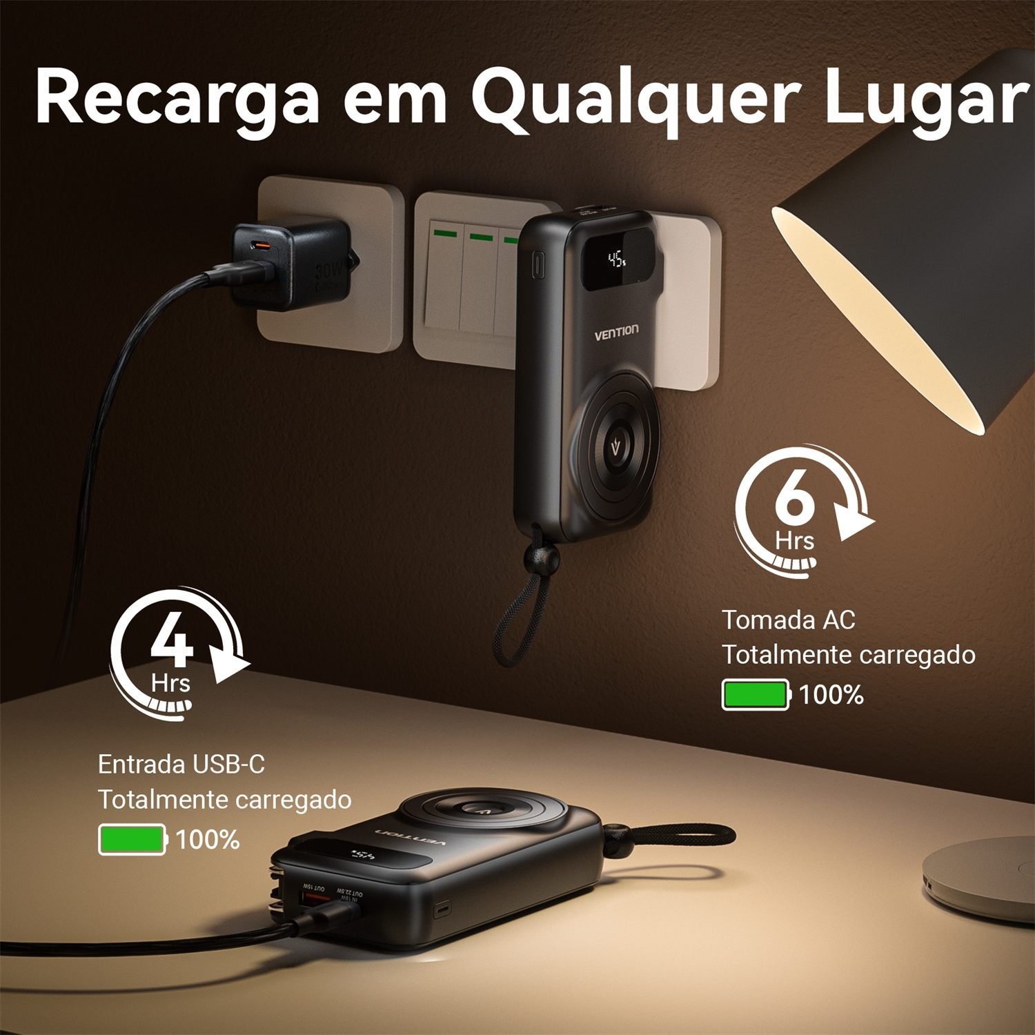 Power Bank 10000mAh 15W USB-C + USB-A Magnético Sem Fio - Vention - Imagem 9