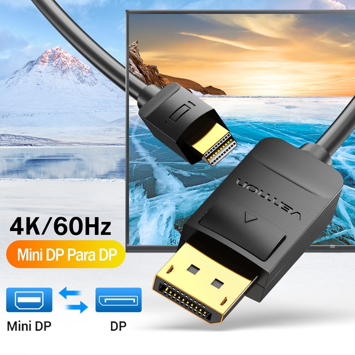 Cabo Mini DP Thunderbolt x DisplayPort 1.2 4K - Vention - Imagem 2
