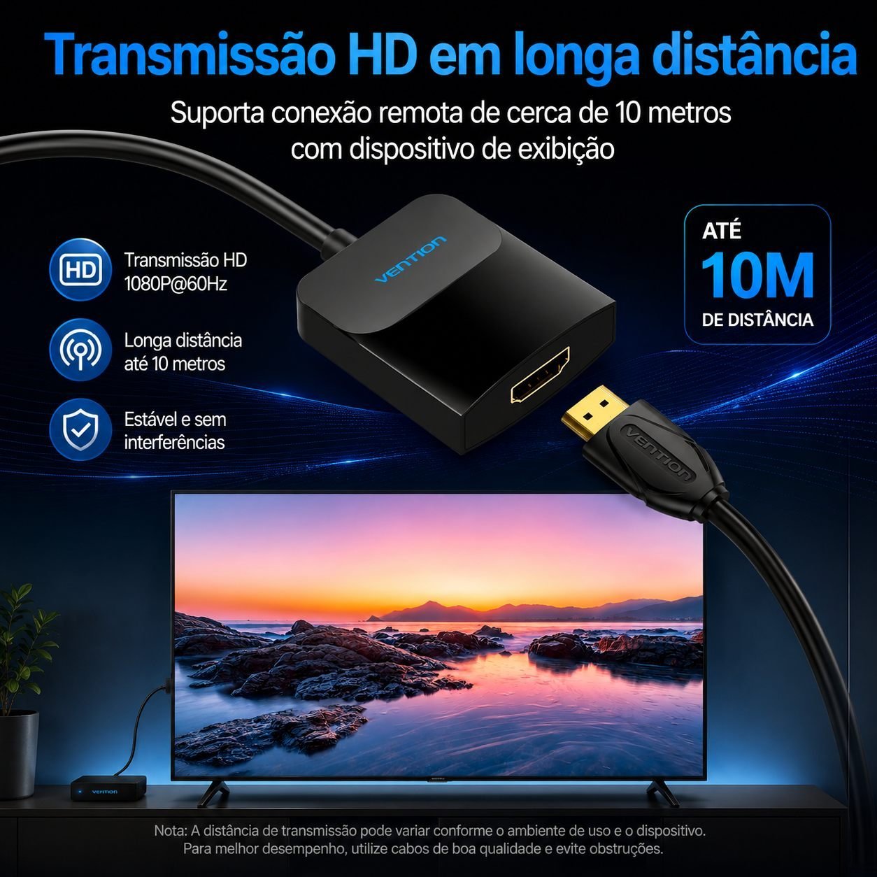 Adaptador DisplayPort Macho para HDMI Fêmea 1080p Monitor TV - Vention - Imagem 3