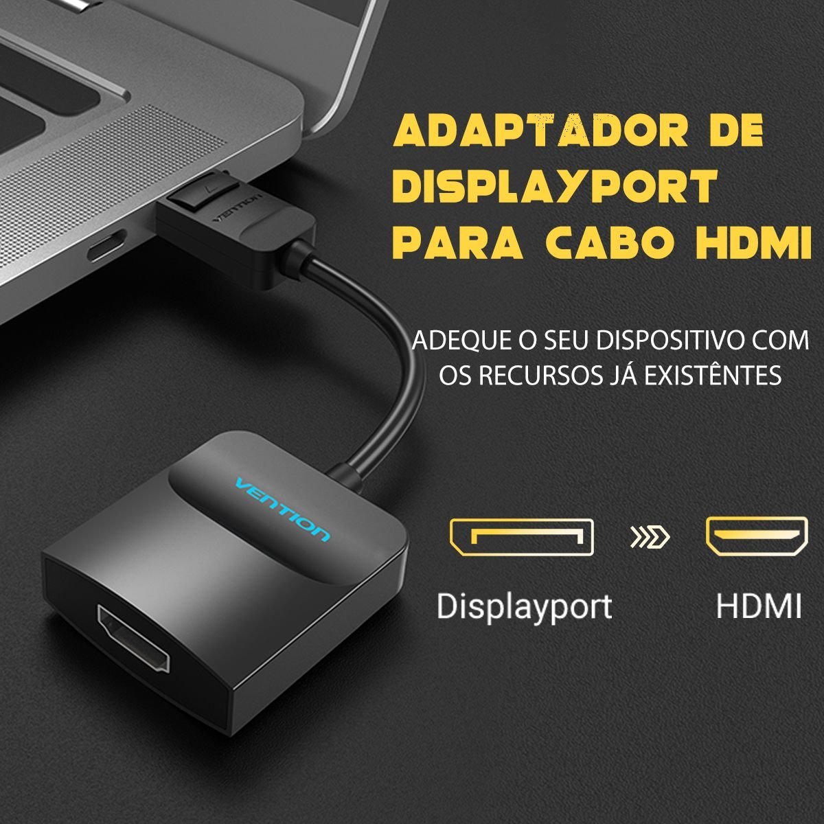 Adaptador DisplayPort Macho para HDMI Fêmea 1080p Monitor TV - Vention - Imagem 4