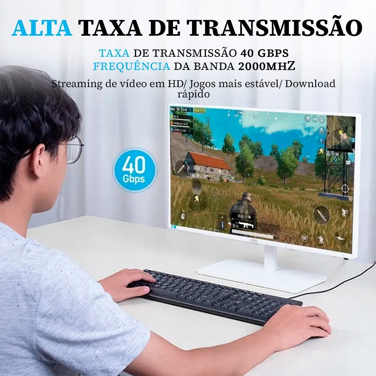 Cabo de Rede Cat8 RJ45 40 Gbps 2000MHz 40Gbps - Vention - Imagem 4