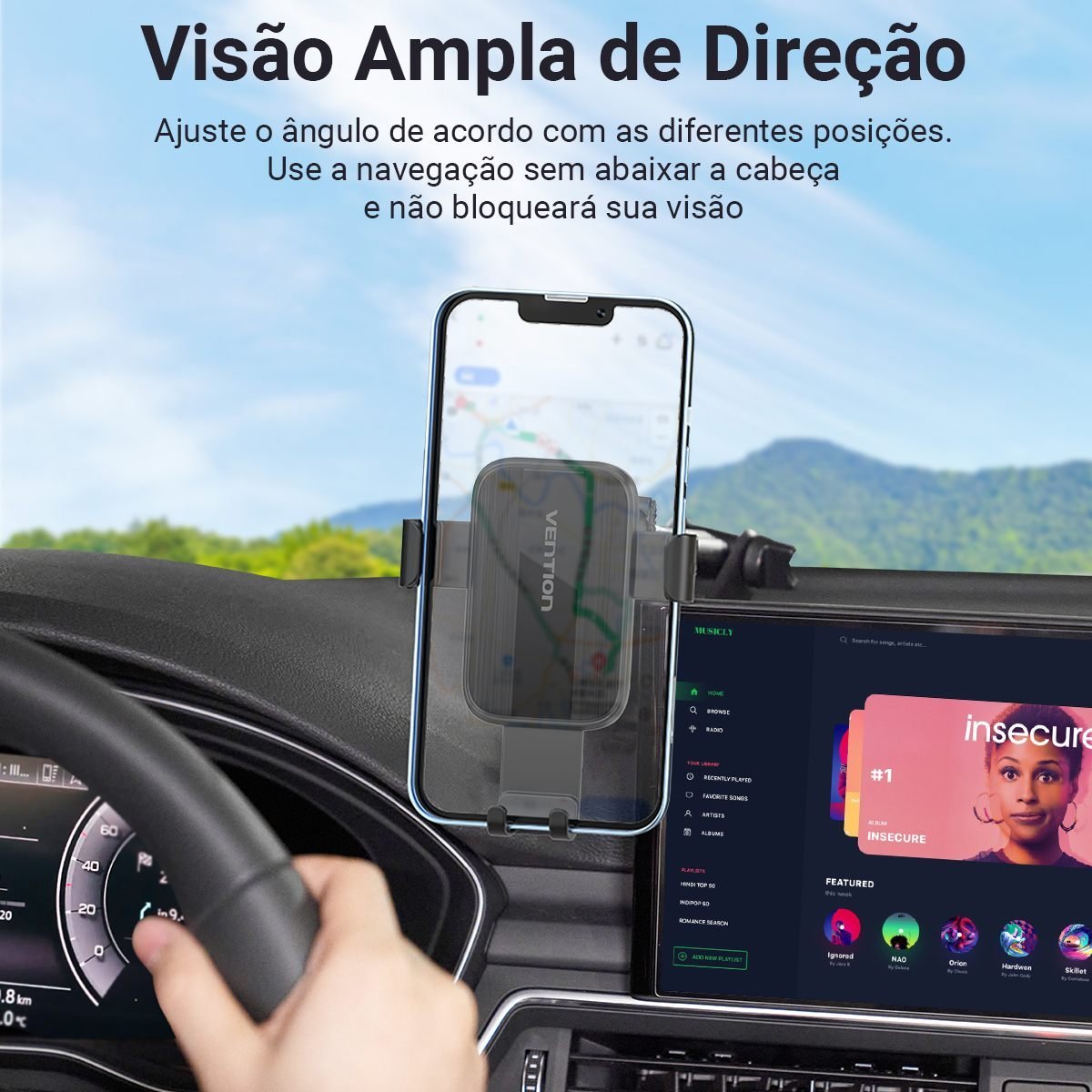 Suporte Veicular Celular Gps Carro com Ventosa Forte - Vention - Imagem 5