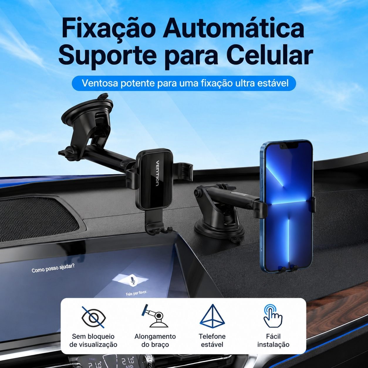 Suporte Veicular Celular Gps Carro com Ventosa Forte - Vention - Imagem 6