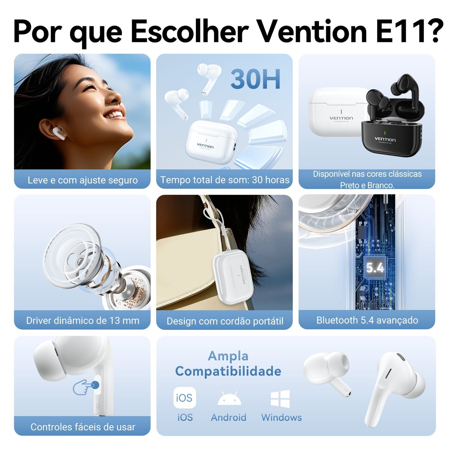 Fone de Ouvido Bluetooth TWS Echo Lite E11 Pro 30mAh - Vention - Imagem 4