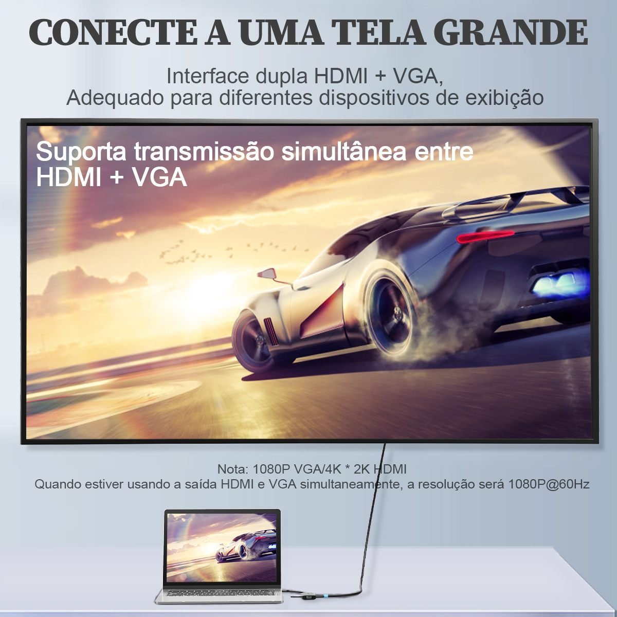 Dock Station USB-C 4 em 1 4K@30Hz 5 Gbps 1x USB-C Notebook PC Celular - Vention - Imagem 2