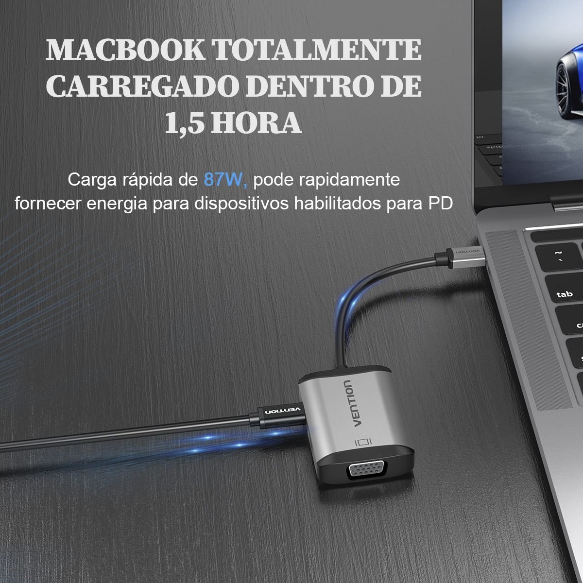 Dock Station USB-C 4 em 1 4K@30Hz 5 Gbps 1x USB-C Notebook PC Celular - Vention - Imagem 5