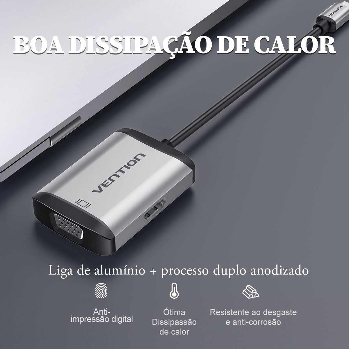 Dock Station USB-C 4 em 1 4K@30Hz 5 Gbps 1x USB-C Notebook PC Celular - Vention - Imagem 7